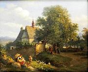 Adrian Ludwig Richter St. Anna's church in Krupka, oil